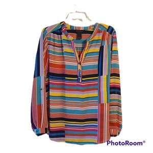 Investments Striped Logn Sleeve Top Size Large